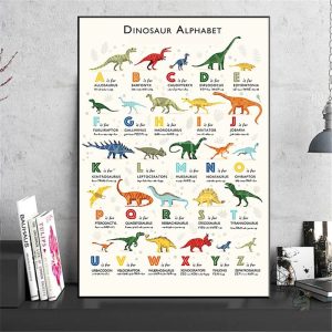 Affiche alphabet dinosaure colorée pour décoration enfantine
