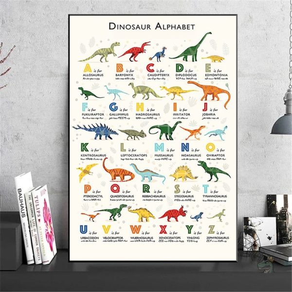 affiche-alphabet-dinosaure-1 Affiche alphabet dinosaure colorée pour décoration enfantine