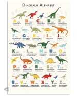 Affiche éducative dinosaure avec lettres de l'alphabet