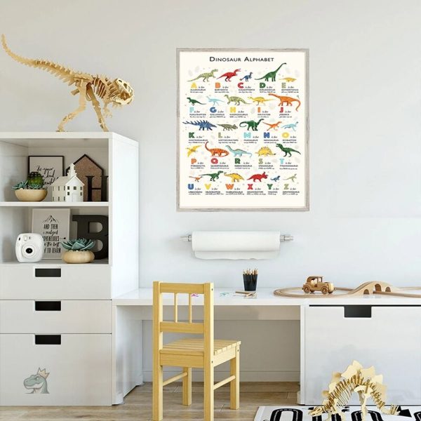 Poster alphabet dinosaures pour chambre d'enfant