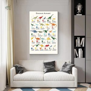 Affiche dino alphabet ludique à accrocher sur les murs
