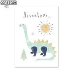 Art mural dinosaure coloré pour décoration intérieure