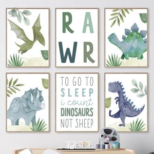 Affiche de dinosaure colorée pour décoration murale