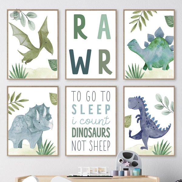 affiche-de-dinosaure-1 Affiche de dinosaure colorée pour décoration murale
