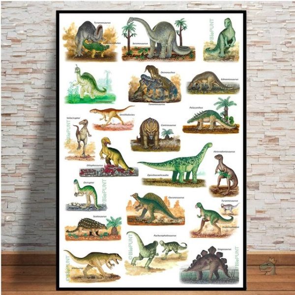 Illustration pédagogique des dinosaures à accrocher