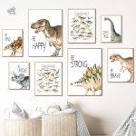 Affiche poster dinosaure coloré pour décoration murale