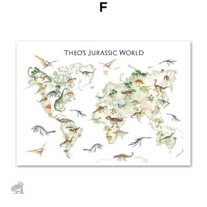 Affiche illustrée de dinosaures pour chambre d'enfant