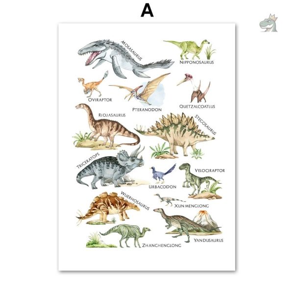 Dinosaures vintage sur affiche décorative