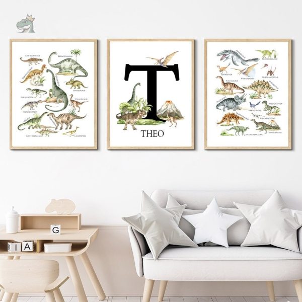 Affiche amusante de dinosaures pour espace ludique