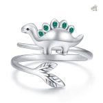 Bague dinosaure argenté au design original