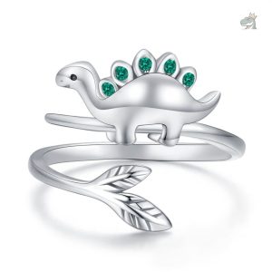 Bague dinosaure argenté au design original