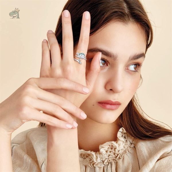 Bague dinosaure en argent, style moderne