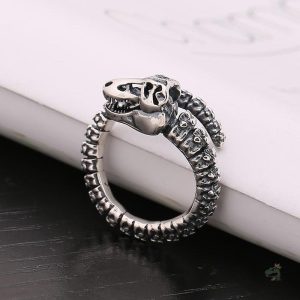 Bague squelette dinosaure élégante en métal