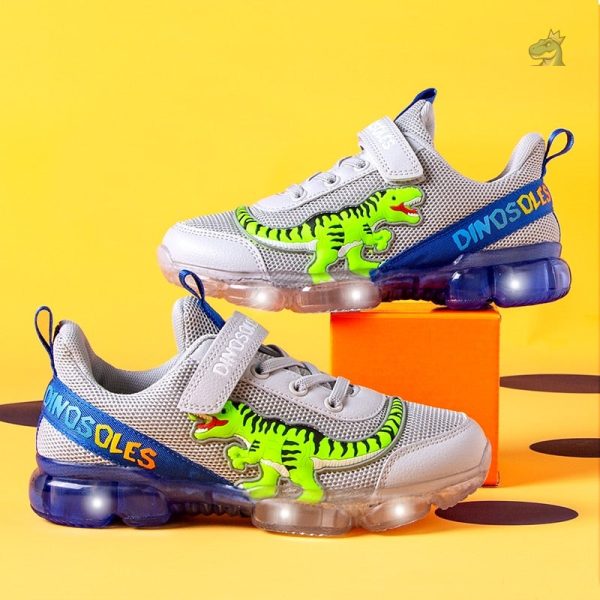 Chaussures à LED inspirées des dinosaures pour enfants