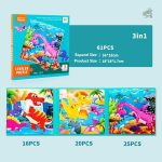 Puzzle Dinosaure - 3 puzzles différents dans une boîte