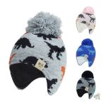 Bonnet dinosaure à pompon pour enfants