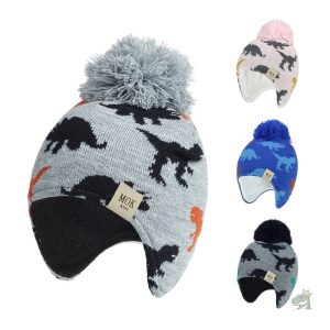 Bonnet dinosaure à pompon pour enfants