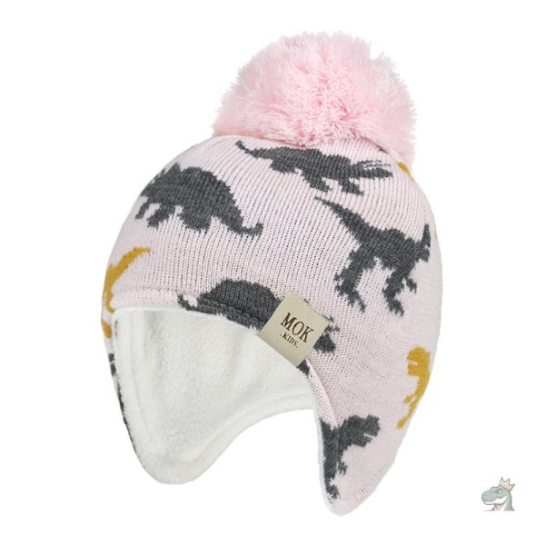 Bonnet à pompon en forme de dinosaure