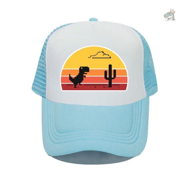 Casquette geek avec impression de dinosaure coloré