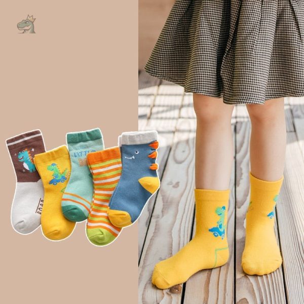 Chaussettes enfantines à motif dinosaure, idéales pour jouer
