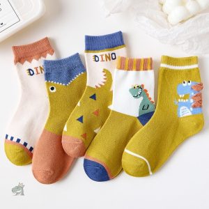 Chaussettes avec motifs de dinosaures colorés