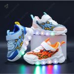Chaussures dinosaure lumineuses pour enfants