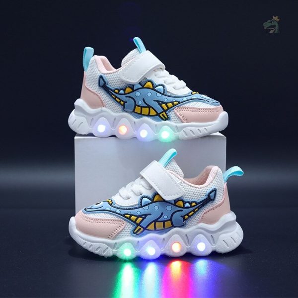 Chaussures d'enfants avec motif dinosaure et éclairage