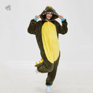 Pyjama vert foncé avec motif dinosaure