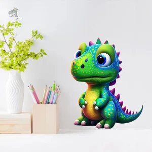 Sticker T-rex multicolore pour bébé, thème dinosaure