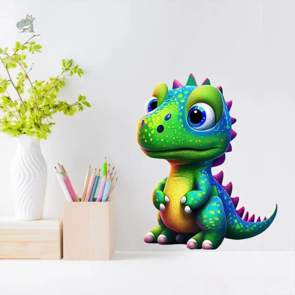 cute-dinosaur-sticker-1 Sticker T-rex multicolore pour bébé, thème dinosaure