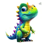 Autocollant bébé T-rex, design ludique et coloré