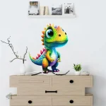 Autocollant T-rex multicolore, idéal pour chambre d'enfant