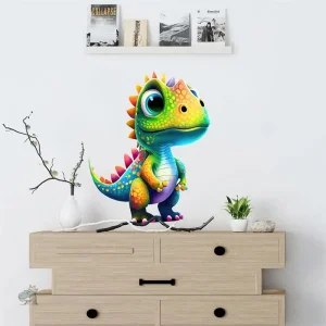 Autocollant T-rex multicolore, idéal pour chambre d'enfant