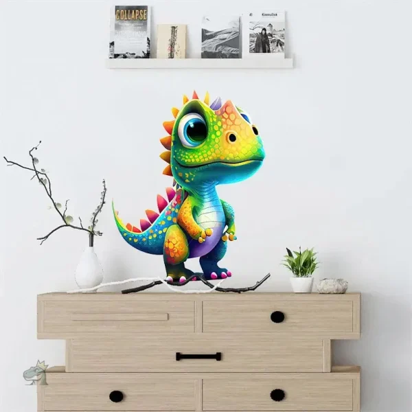Autocollant T-rex multicolore, idéal pour chambre d'enfant