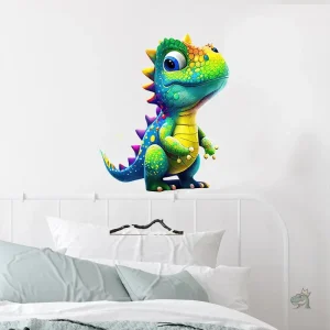 Sticker décoratif dinosaure T-rex, vibrant et ludique