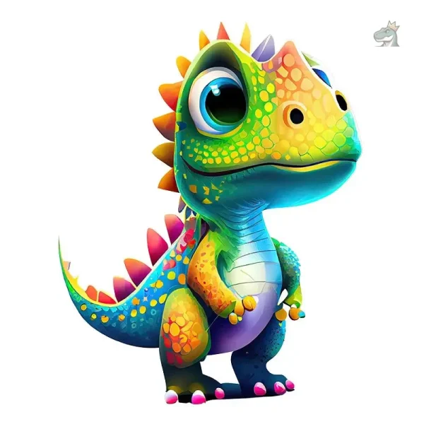 Sticker enfantin T-rex aux couleurs vives, thème dinosaure