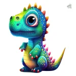 Sticker T-rex multicolore, décoration amusante pour bébé