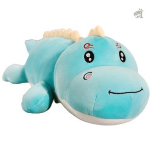 Peluche dinosaure bleu avec yeux ouverts
