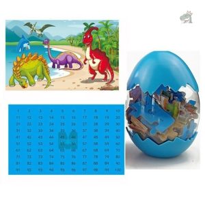 Puzzle Dinosaure en bois avec œuf bleu