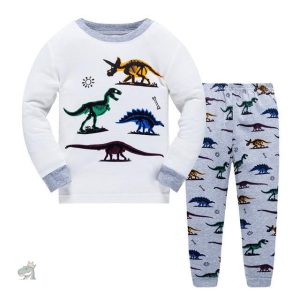 Pyjama dinosaure blanc pour enfants, design ludique et confortable