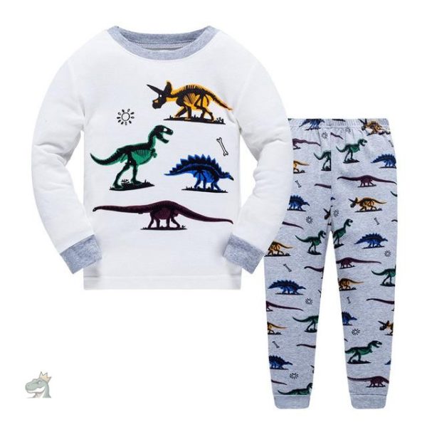 dinosaure-pyjama-1-1 Pyjama dinosaure blanc pour enfants, design ludique et confortable