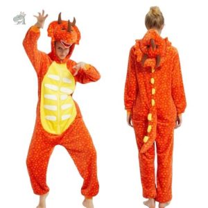 Pyjama dinosaure orange pour adulte