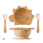Vaisselle pour bébé en bamboo au thème dinosaure