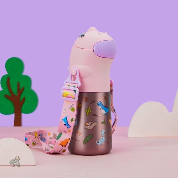 Gourde en métal avec illustration de dinosaure