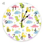 Horloge murale dinosaure colorée pour décoration enfantine