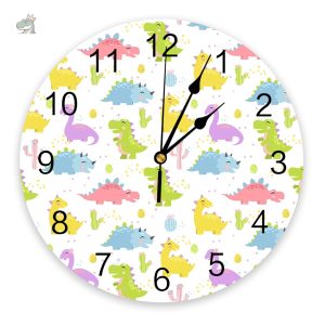 Horloge murale dinosaure colorée pour décoration enfantine