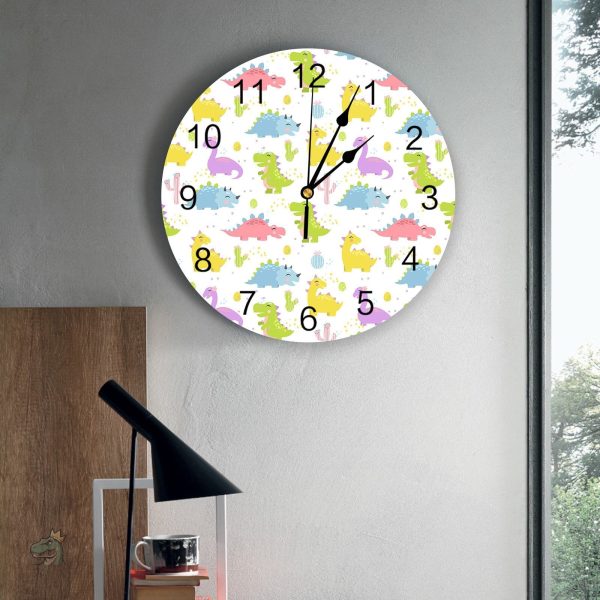 Horloge murale avec motif dinosaure, design ludique
