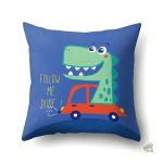 Housse de coussin avec design dinosaure coloré et joyeux