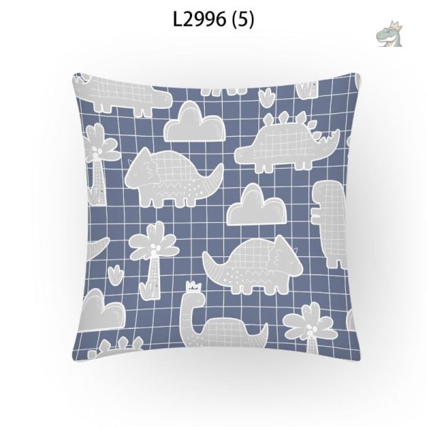 Housse de coussin avec dinosaures colorés