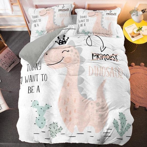 housse-de-couette-dinosaure-blanche-et-rose-1 Housse de couette dinosaure blanche et rose pour chambre enfant